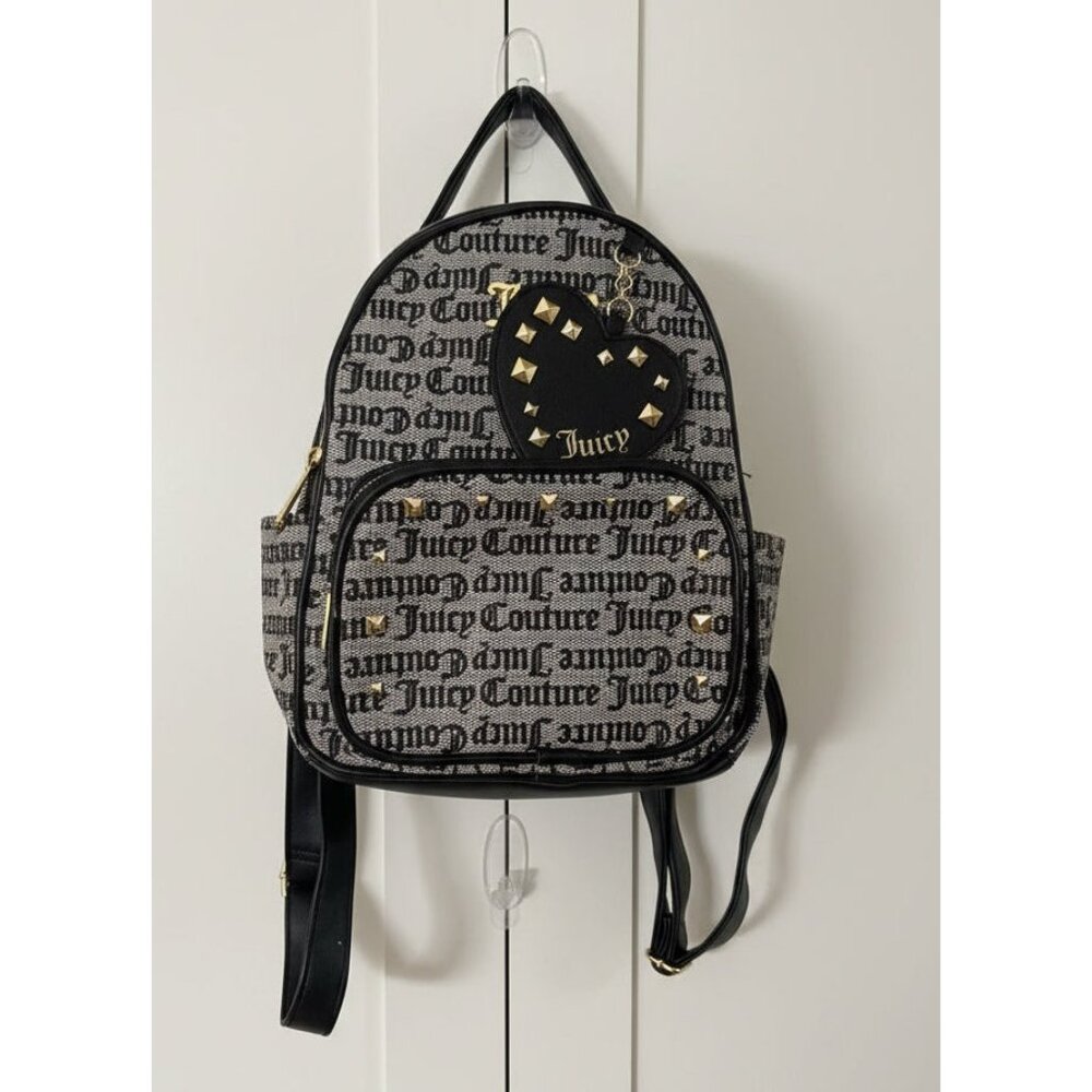 Juicy‎ Couture Mini Backpack – Logo Print w/ Studded Heart Charm